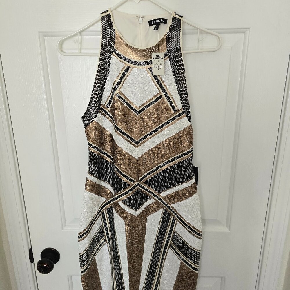 Express Sequined Bodycon Dress - Size Small